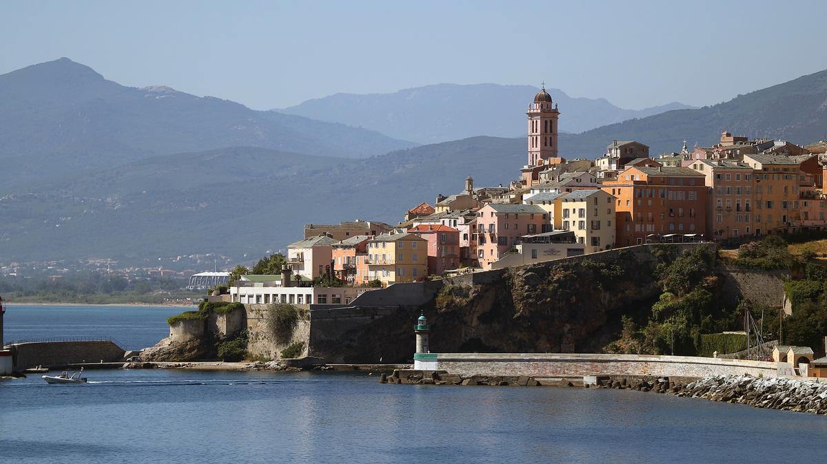 A picture taken on June 11, 2017, shows a view of Bastia, Corsica, during the inauguration of a new line between Nice and Bastia by Moby Lines company.