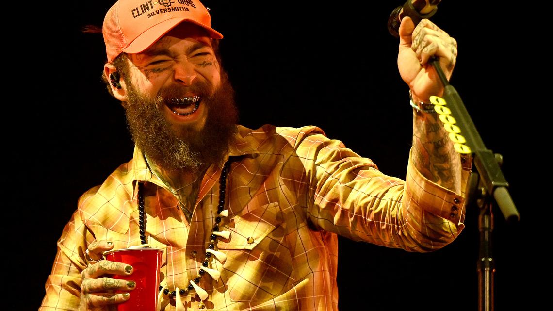 Post Malone performs on the Mane Stage during his set of country cover songs on the second day of the Stagecoach Country Music Festival in Indio on Saturday, April 27, 2024. (Photo by Will Lester, Inland Valley Daily Bulletin/SCNG)