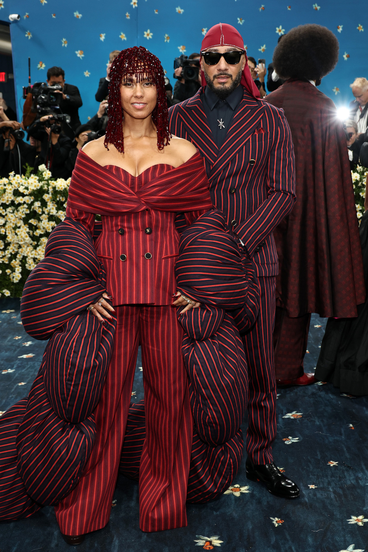 Alicia Keys and Swizz Beatz attend the 2025 Met Gala Celebrating "Superfine: Tailoring Black Style" at the Metropolitan Museum of Art on May 05, 2025, in New York City.