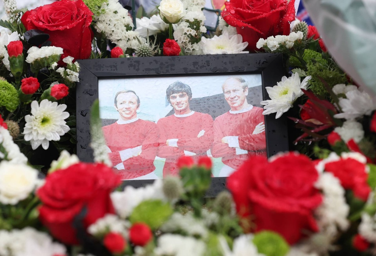  A picture of Nobby Stiles, George Best and Sir Bobby Charlton. Photo by Catherine Ivill/Getty Images