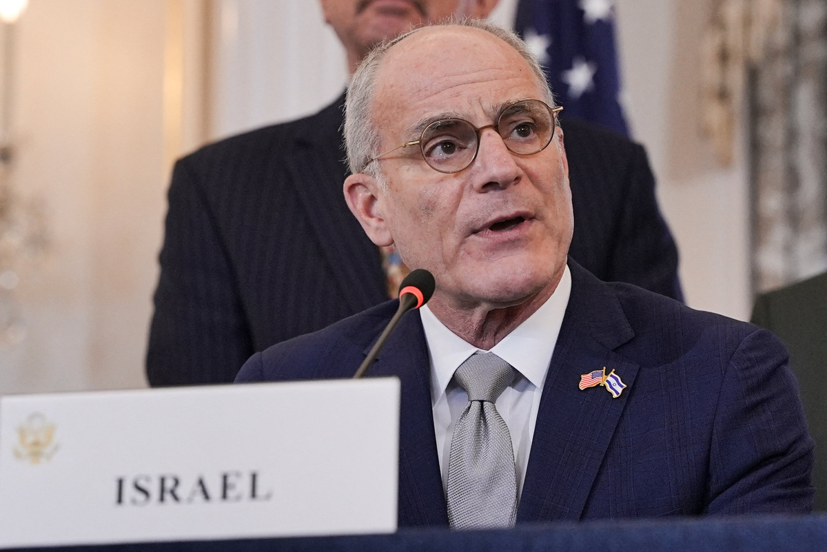 Israel's Ambassador to the U.S. Yechiel Leiter speaks next to U.S. Secretary of State Marco Rubio, State Department Counselor Daniel Holler, and Lebanon's Ambassador to the U.S. Nada Hamadeh during a meeting at the State Department in Washington, D.C., U.S., June 26, 2026. REUTERS/Ken Cedeno