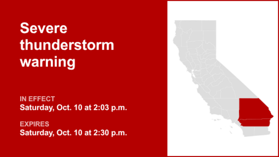 UPDATE: The current severe thunderstorm warning will be expiring at 2:30 p.m. 