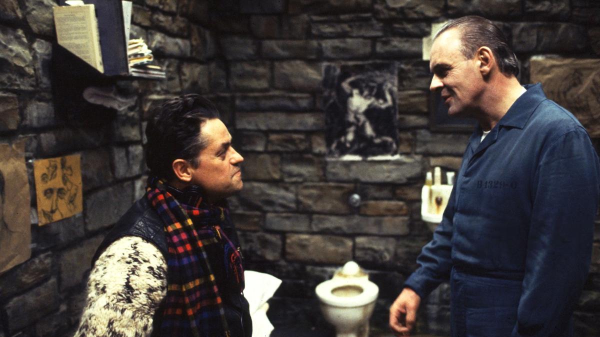 Jonathan Demme and Anthony Hopkins, perhaps discussing the finer points of cannibalism?©MGM/courtesy MovieStillsDB.com