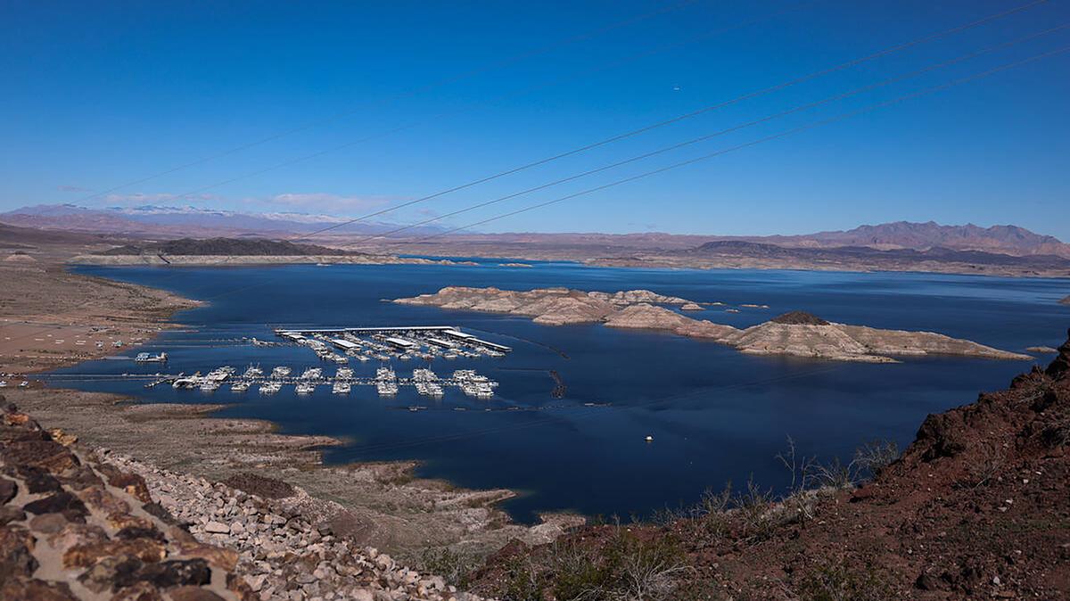 The view facing northwest toward Lake Mead from the Lakeview Scenic Overlook on Feb. 20, 2026, in Boulder City, Nevada. (Benjamin Hager/Las Vegas Review-Journal/TNS)