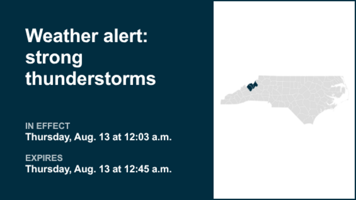 UPDATE: Be prepared for strong thunderstorms in Western North Carolina until 1 a.m. Thursday 