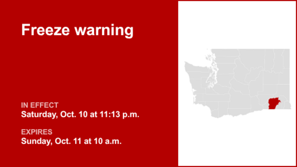 Freeze warning for Blue Mountains until Sunday morning - temperatures falling to 30 