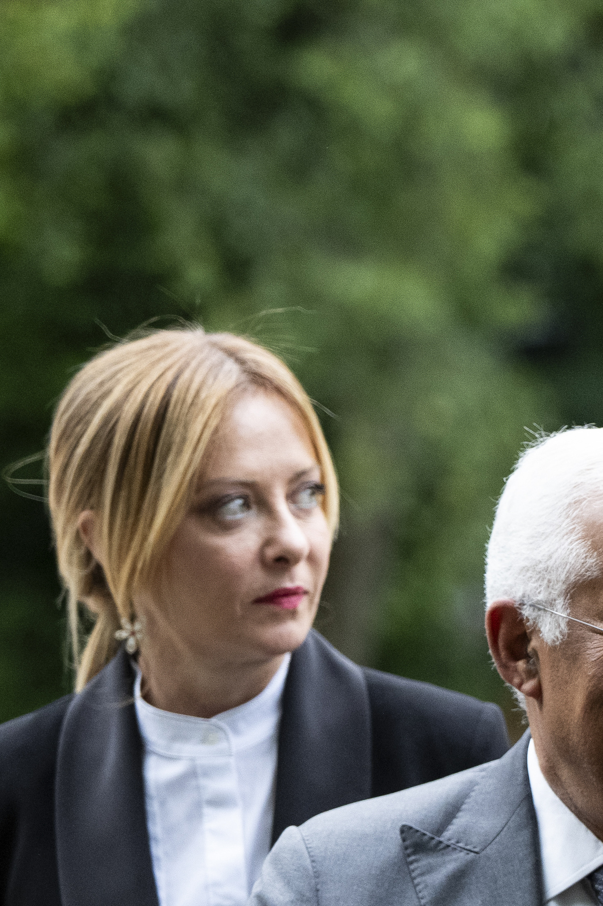 President António Costa of the European Council, rear, greets President Volodymyr Zelenskyy of Ukraine as they prepare for a group photo ahead of a cultural performance at the G7 Summit in Evian-les-Bains, France, June 16, 2026. (Haiyun Jiang/The New York Times)