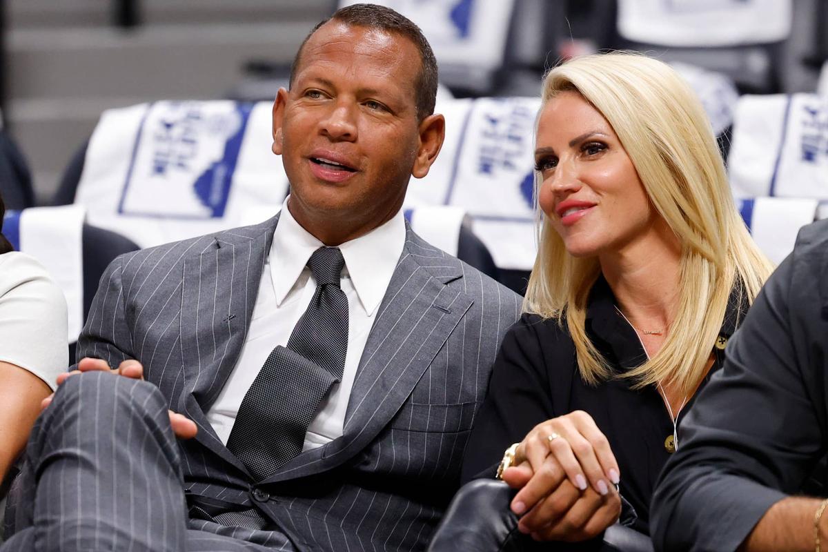  DENVER, COLORADO - MAY 19: Former baseball player Alex Rodriguez sits court-side with partner Jaclyn Cordeiro before Game Seven of the Western Conference Second Round Playoffs between the Minnesota Timberwolves and the Denver Nuggets at Ball Arena on May 19, 2024 in Denver, Colorado. (Photo by C. Morgan Engel/Getty Images) 