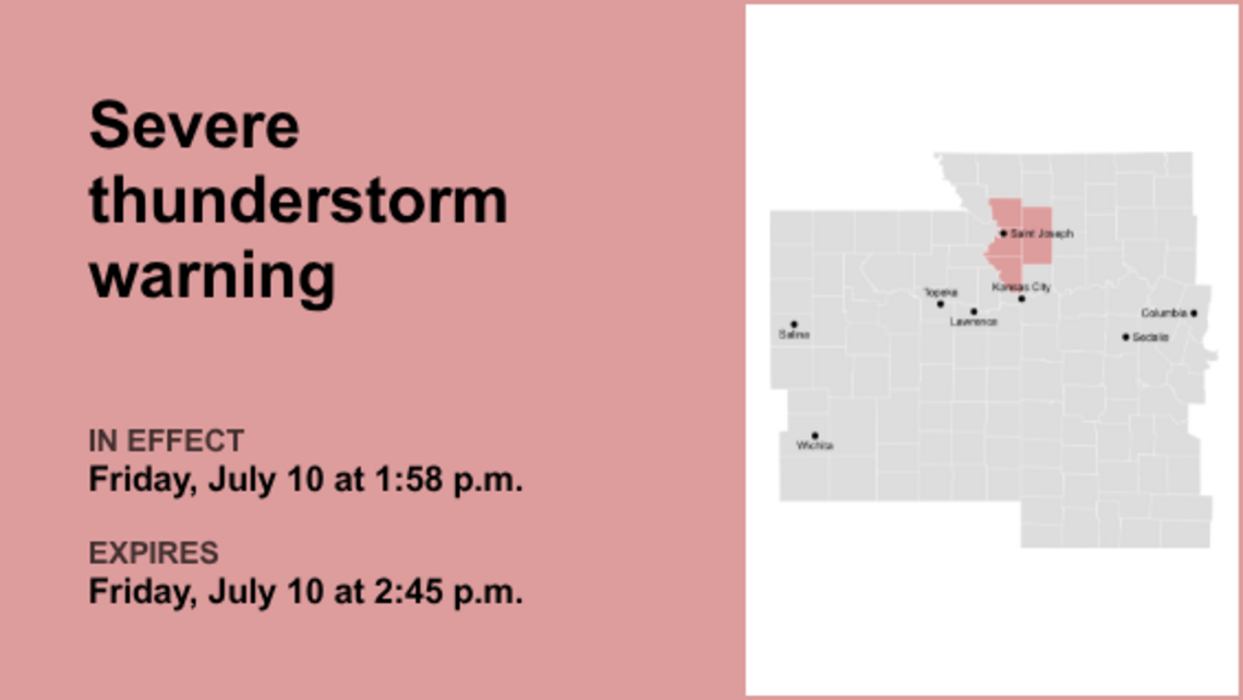 Update: Severe thunderstorm warning affecting the Kansas City area Friday afternoon 
