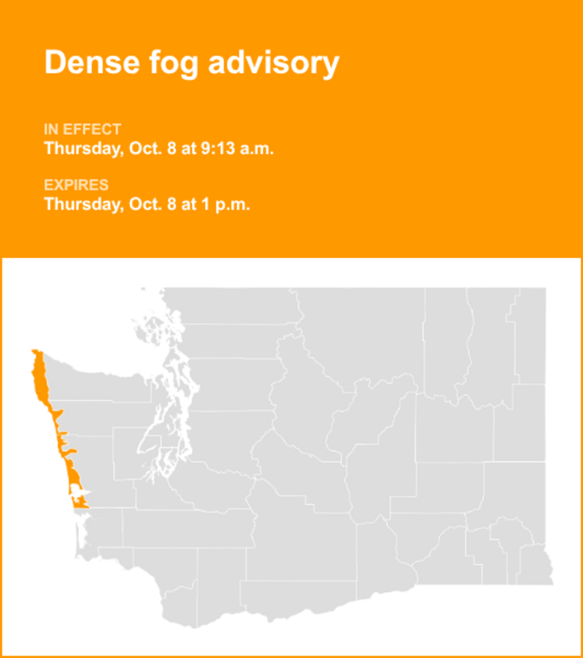 UPDATE: Dense fog advisory issued for Northern Washington Coast and ...