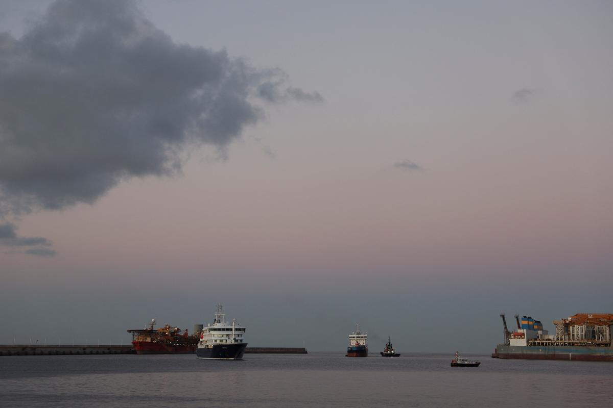 The cruise ship MV Hondius, affected by a hantavirus outbreak, at the port of Granadilla de Abona, in Tenerife, Spain May 11, 2026. REUTERS/Hannah McKay