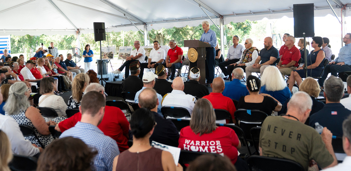 Burt Saunders, a member of the Collier County Board of County Commissioners speaks at the groundbreaking ceremony of the Collier County State Veterans’ Nursing Home on Friday, July 10, 2026.