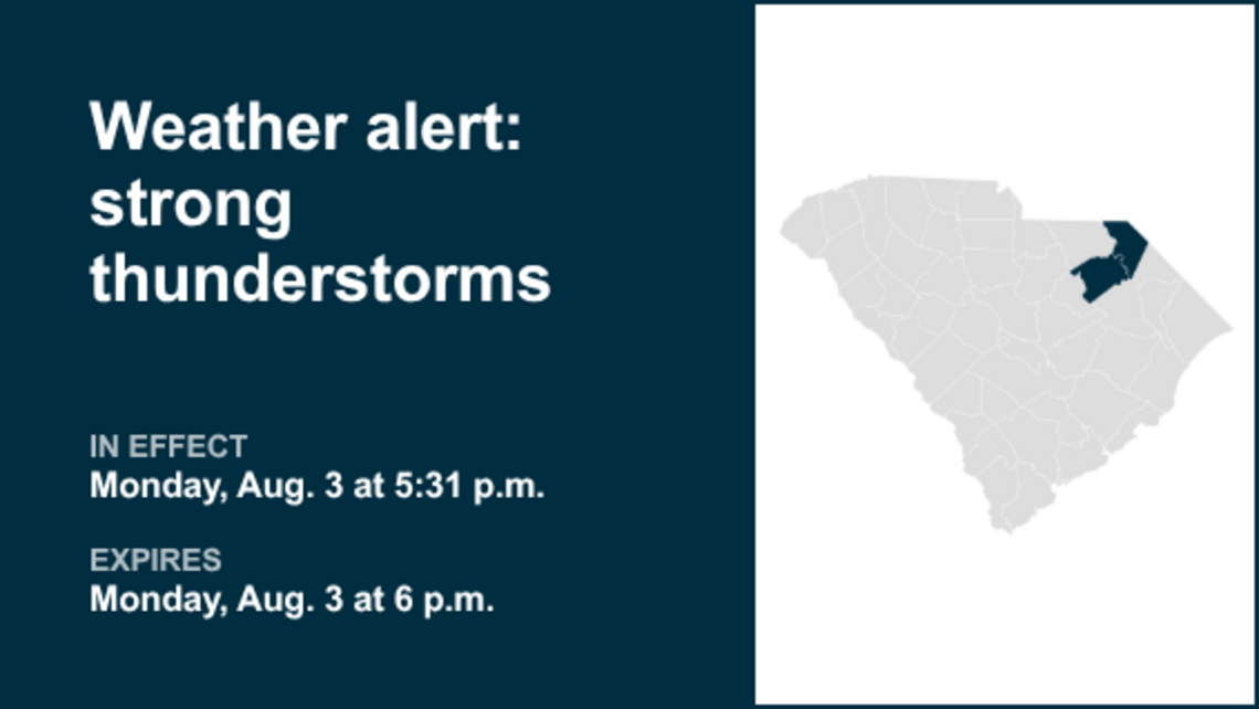 Weather alert for Marlboro and Darlington counties Monday evening, says the NWS 