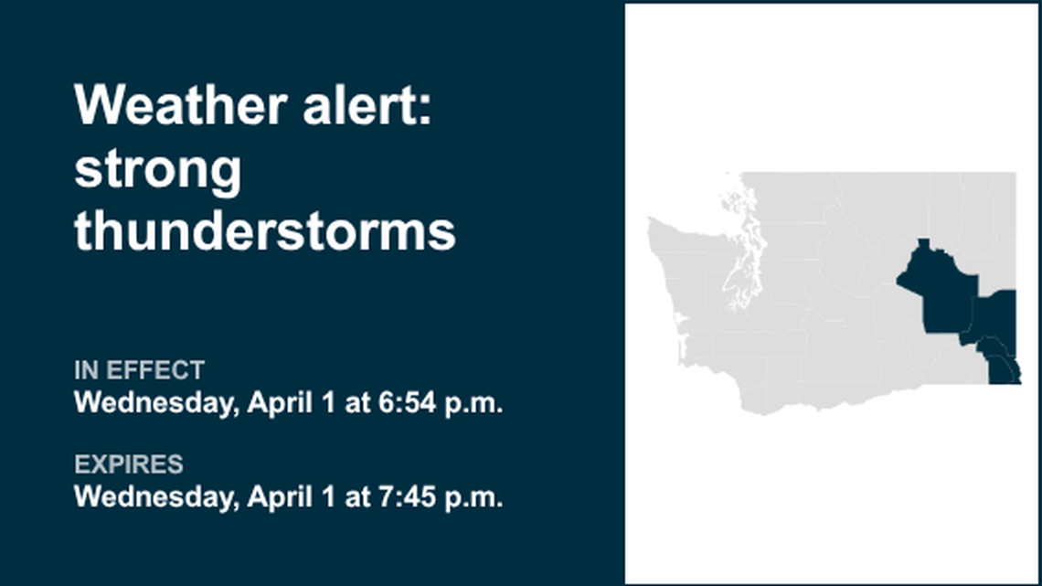 Weather alert active for Eastern Washington Wednesday evening, says the NWS 