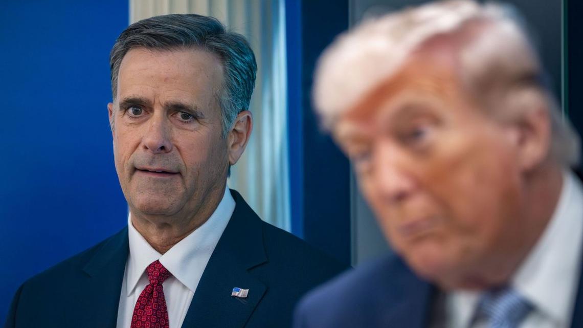 John Ratcliffe, director of the U.S. Central Intelligence Agency, looks on as President Donald Trump speaks during a briefing on Iran on April 6 in the James S. Brady Briefing Room at the White House in Washington, D.C. Multiple sources reported Tuesday that two U.S. officials killed in a car crash Sunday in Mexico worked for the CIA. File Photo by Bonnie Cash/UPI