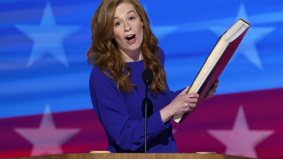 2024 Democratic National Convention: Day 1. Michigan State Senator Mallory McMorrow delivers remarks "Project 2025 - Chapter One: Introduction" during the first day of the Democratic National Convention at the United Center on August 19, 2024 in Chicago.