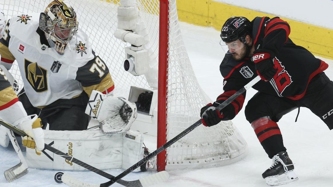 Power-play goal in OT caps Hurricanes' comeback, evens finals 1-1 