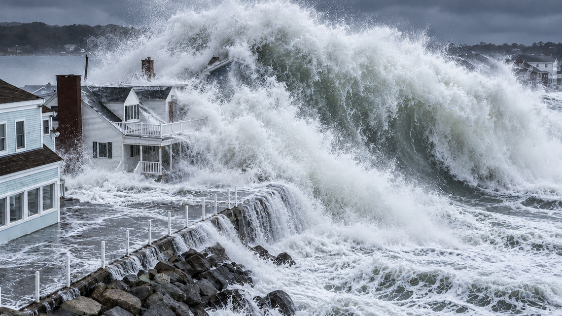 15-Foot Waves Pummel Massachusetts Homes as Rare September Nor'easter Slams Coast (Video) 