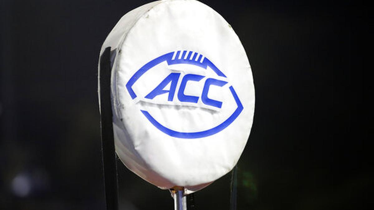 This Sept. 7, 2019, file photo shows the ACC logo atop the chain marker during an NCAA college football game in Durham, N.C. The Atlantic Coast Conference is moving its headquarters to Charlotte from Greensboro next year, its board of directors announced on Tuesday, Sept. 20, 2022.