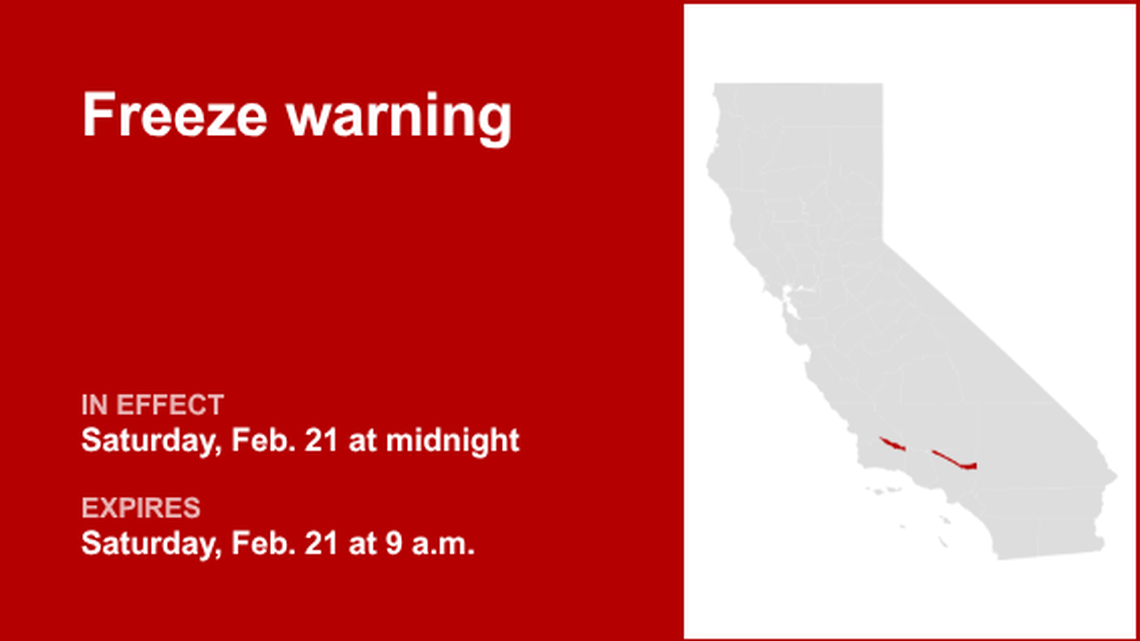 UPDATE: Freeze warning affecting Southern California until Saturday morning 