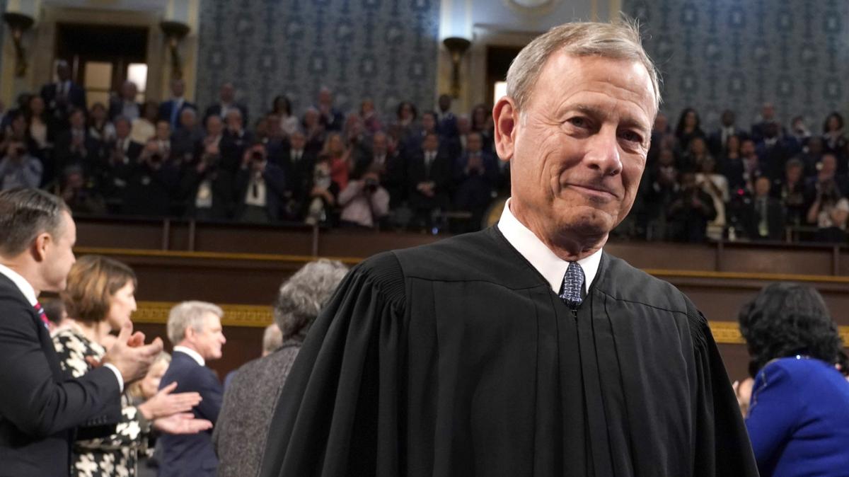 John Roberts faces MAGA backlash. U.S. Supreme Court Chief Justice John Roberts attends the State of the Union address in the House Chamber of the U.S. Capitol on February 7, 2023.