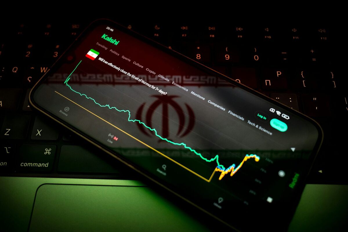  The Kalshi market wager ‘Will Iran effectively close the Strait of Hormuz for 7+ days?' appears on a smartphone screen on March 9, 2026. Nikolas Kokovlis/NurPhoto via Getty Images 