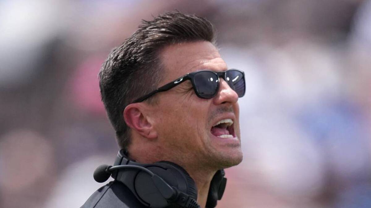  May 2, 2026; Pasadena, CA, USA; UCLA Bruins coach Bob Chesney reacts during the spring game at Rose Bowl. Mandatory Credit: Kirby Lee-Imagn Images | Kirby Lee-Imagn Images 