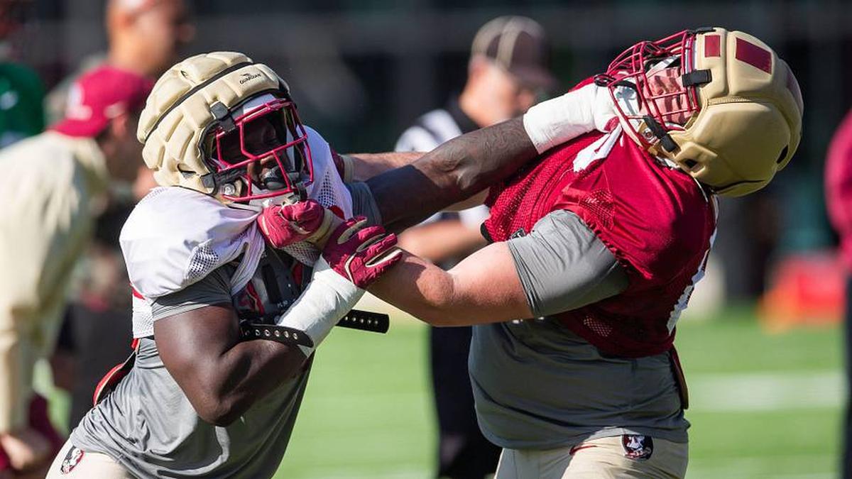  The Florida State Seminoles football team practices for the upcoming season on Thursday, April 9, 2026. | Alicia Devine/Tallahassee Democrat / USA TODAY NETWORK via Imagn Images 