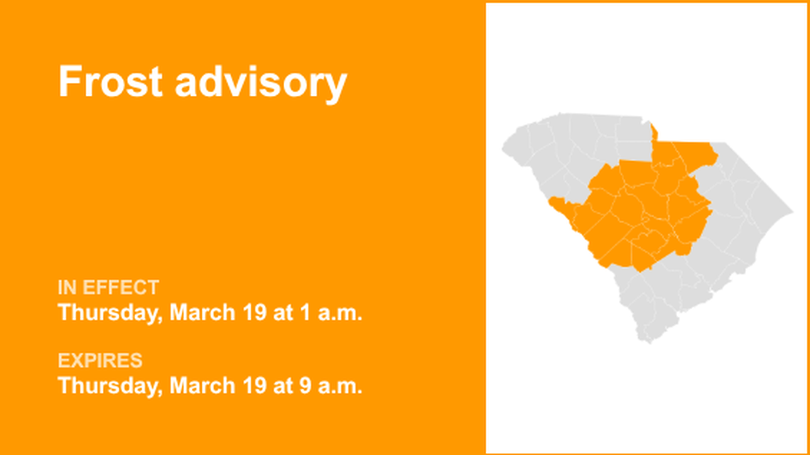 Frost advisory affecting Midlands Thursday - temperatures to dip to 33 