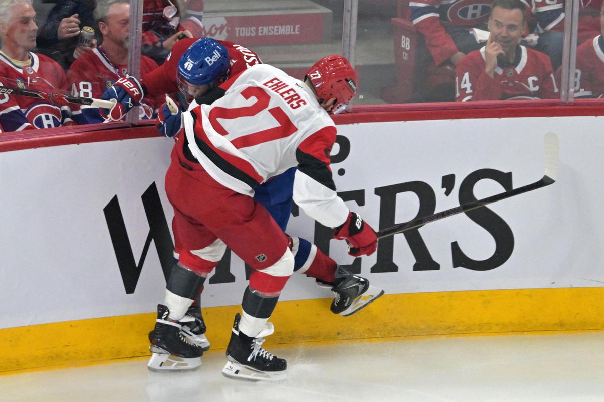  Nikolaj Ehlers, who has 12 hits in the playoffs, said it's more fun to be delivering bodychecks as a member of the Carolina Hurricanes - than receiving them.  (Eric Bolte-Imagn Images) 
