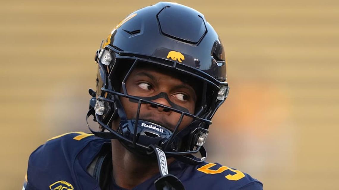  Nov 29, 2025; Berkeley, California, USA; California Golden Bears defensive back Hezekiah Masses (5) before the game against the Southern Methodist Mustangs at California Memorial Stadium. Mandatory Credit: Darren Yamashita-Imagn Images | Darren Yamashita-Imagn Images 