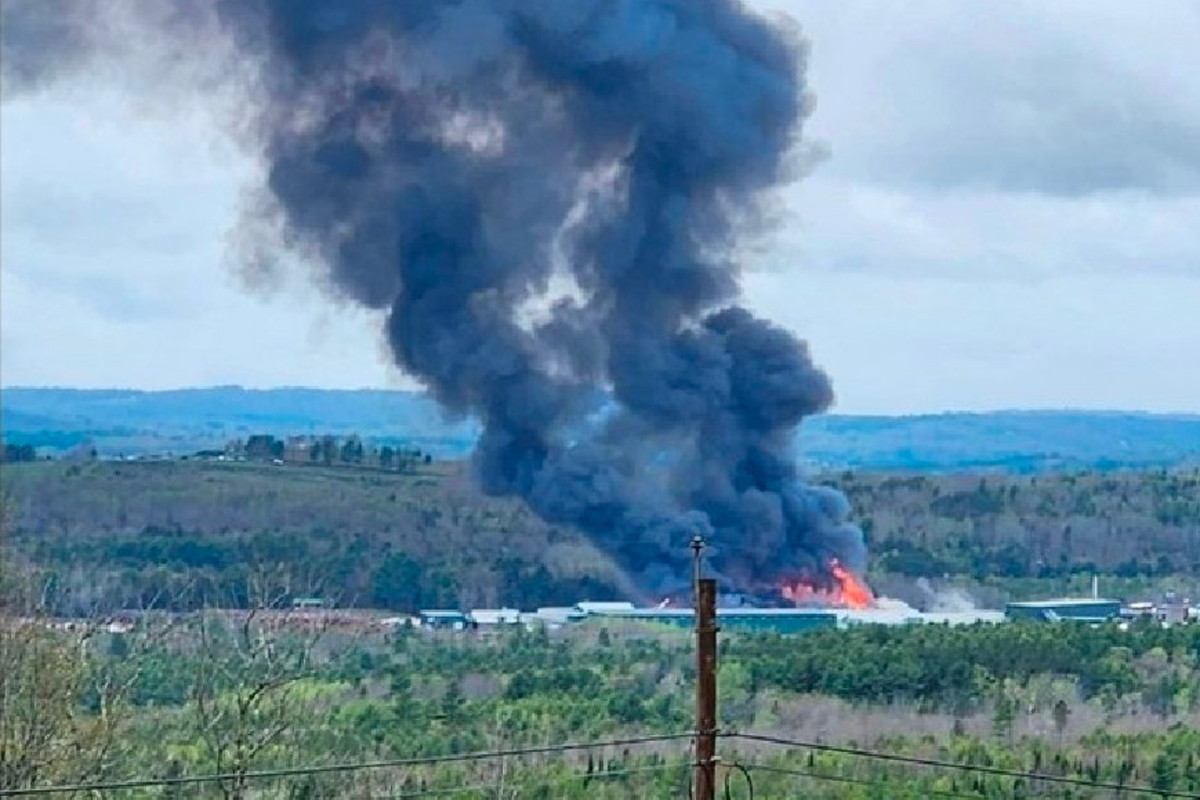  A fire and explosion at a lumber mill in Searsmont, Maine, injured at least five people Friday and prompted officials to declare a "mass casualty event," according to Waldo County authorities. (Screengrab) 