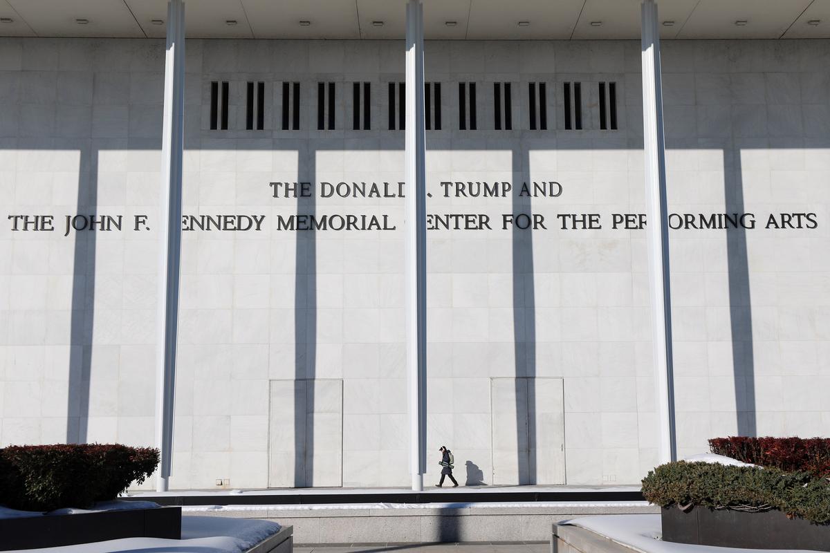  A woman walks outside The John F. Kennedy Memorial Center For The Performing Arts on February 2, 2026, in Washington. (AP Photo/Rahmat Gul, File) 