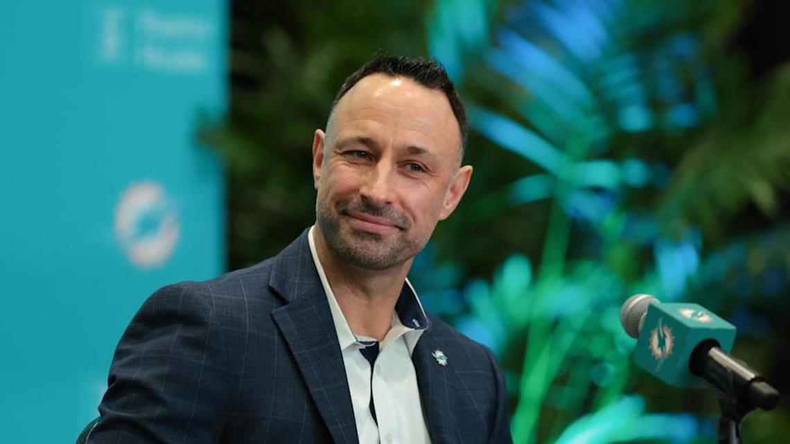  GM Jon-Eric Sullivan could look to make a splash in his first draft leading the Dolphins front office. | Sam Navarro-Imagn Images 