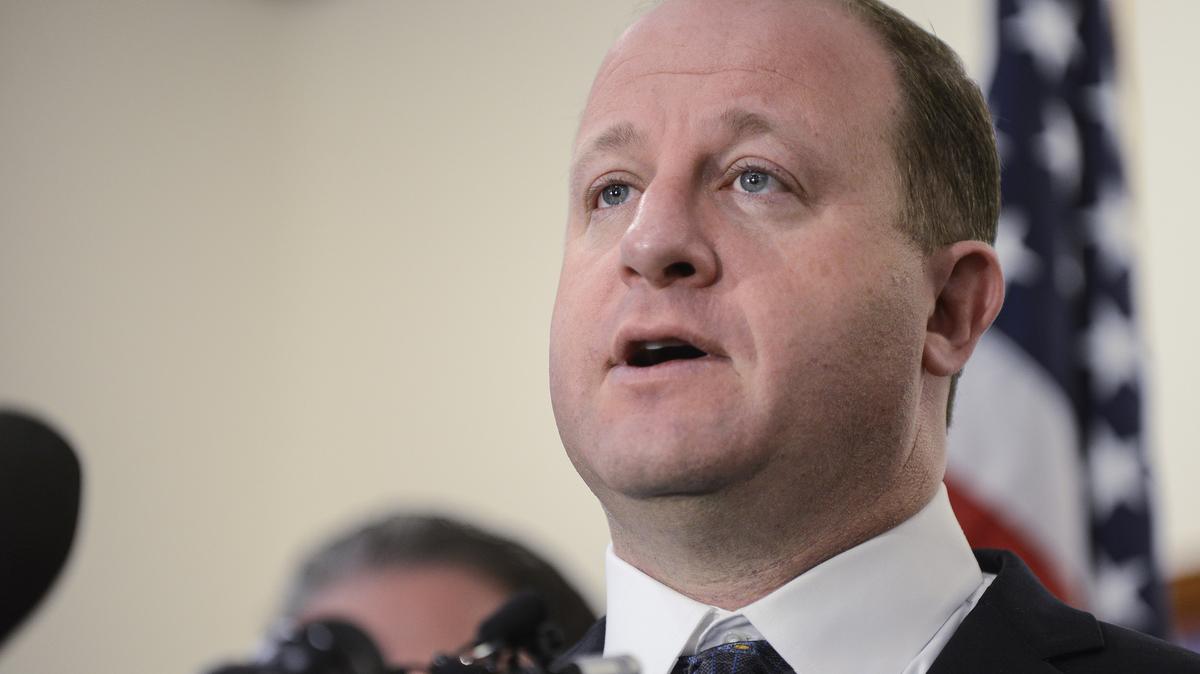 Colorado Gov. Jared Polis speaks to the media on May 8, 2019, in Highlands Ranch, Colorado. (Michael Ciaglo/Getty Images/TNS)
