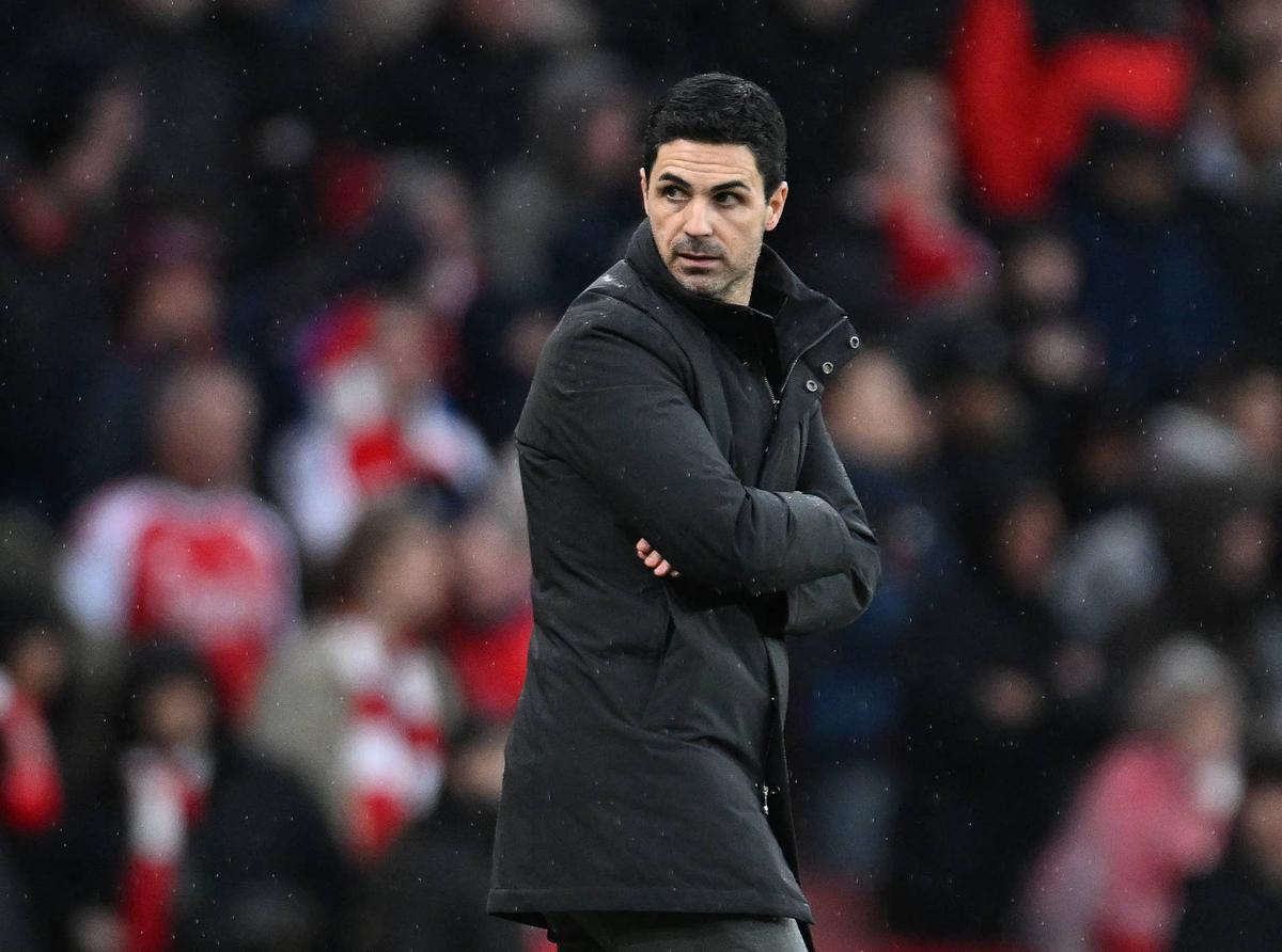  Mikel Arteta looks on during the Premier League match between Arsenal and Sunderland at the Emirates Stadium. Photo by Stuart MacFarlane/Arsenal FC via Getty Images