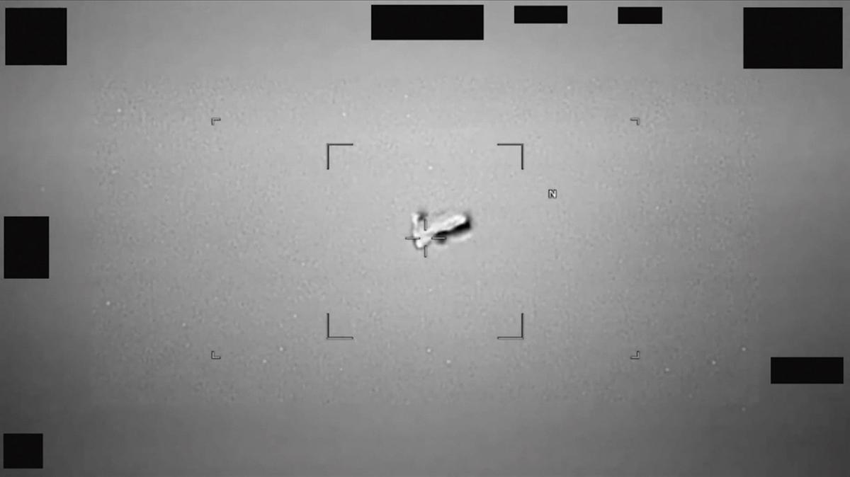A handout provided by the Department of Defense shows an image of a Unidentified Anomalous Phenomenon that resembles a football-shaped body near Japan that the U.S. Indo-Pacific Command reported. The Department of Defense announced the initial release of new, never-before-seen files on UAPs on May 8, 2026, as part of a Trump administration transparency effort.