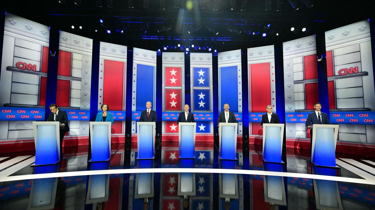 On May 5, 2026, candidates participate in a California gubernatorial debate at the East Los Angeles College Auditorium in Monterey Park, California. The final debate before the June 2 primary vote took place in San Francisco. (Frederic J. Brown/AFP/Getty Images/TNS)