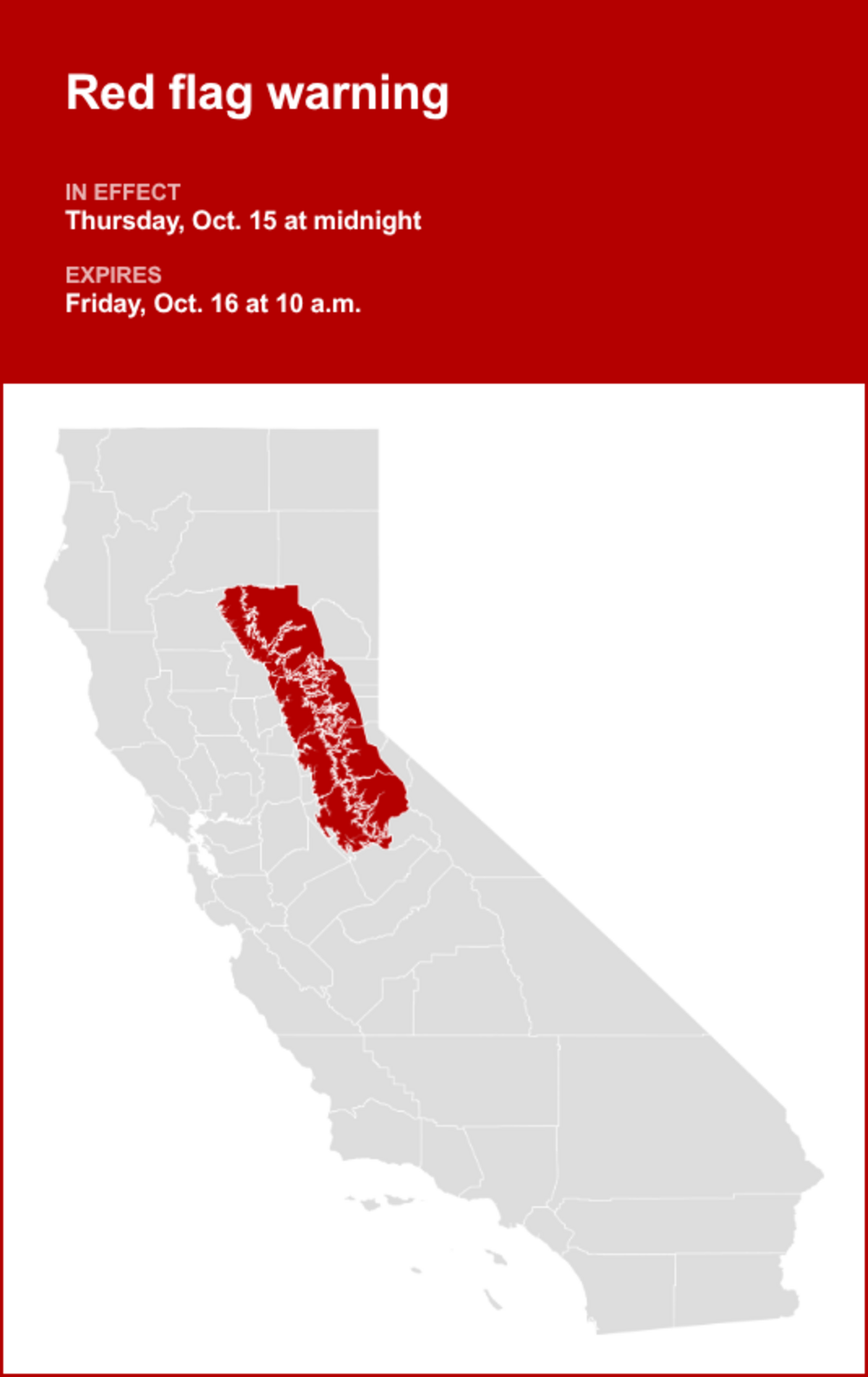 Red flag warning issued for Northern California for Thursday and Friday ...