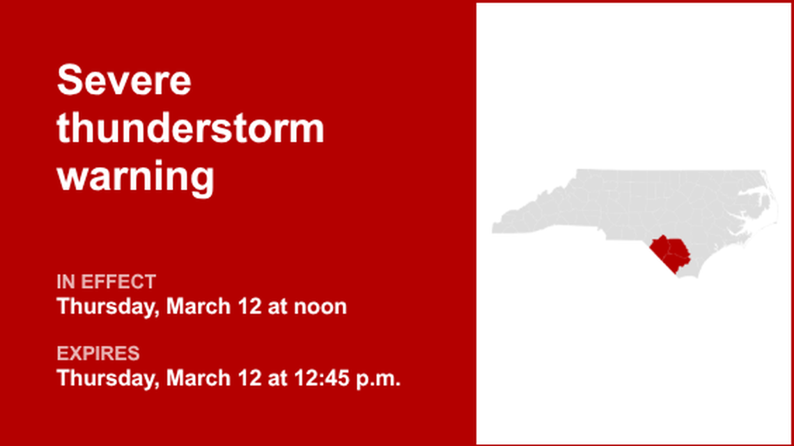 UPDATE: The current severe thunderstorm warning will be expiring at 2 p.m. 