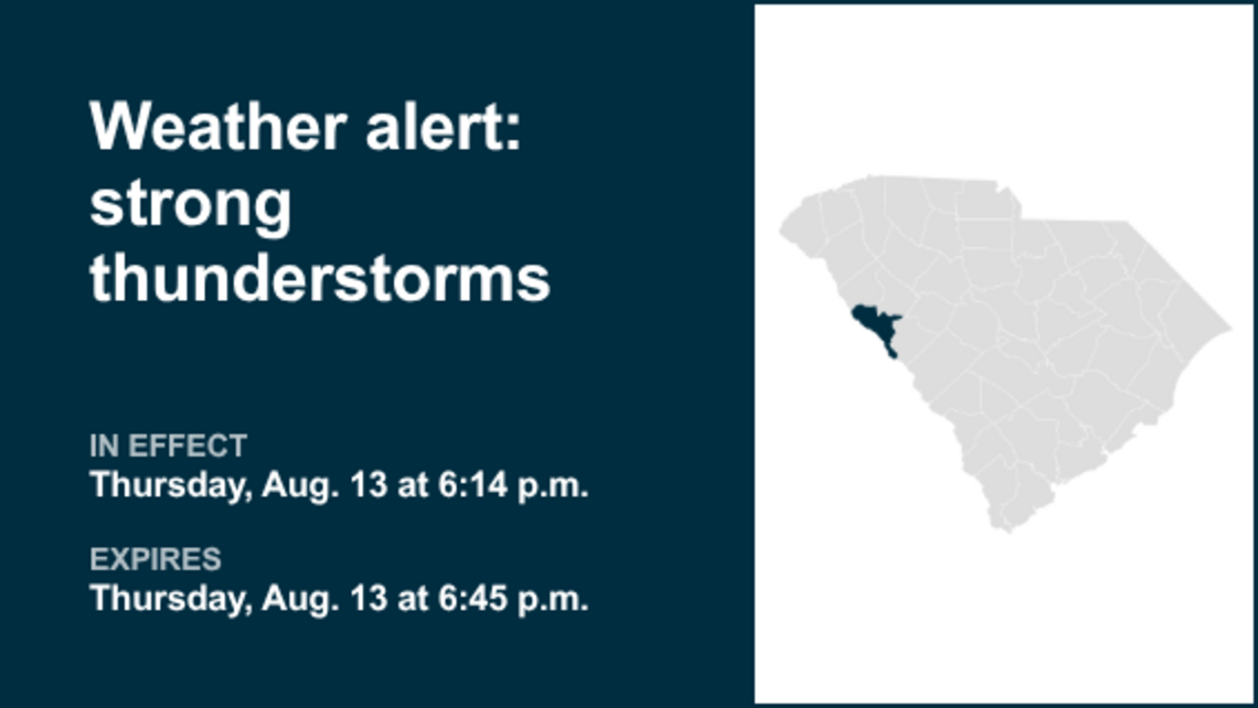 Weather alert for McCormick County Thursday evening - gusts could peak at 55 mph 