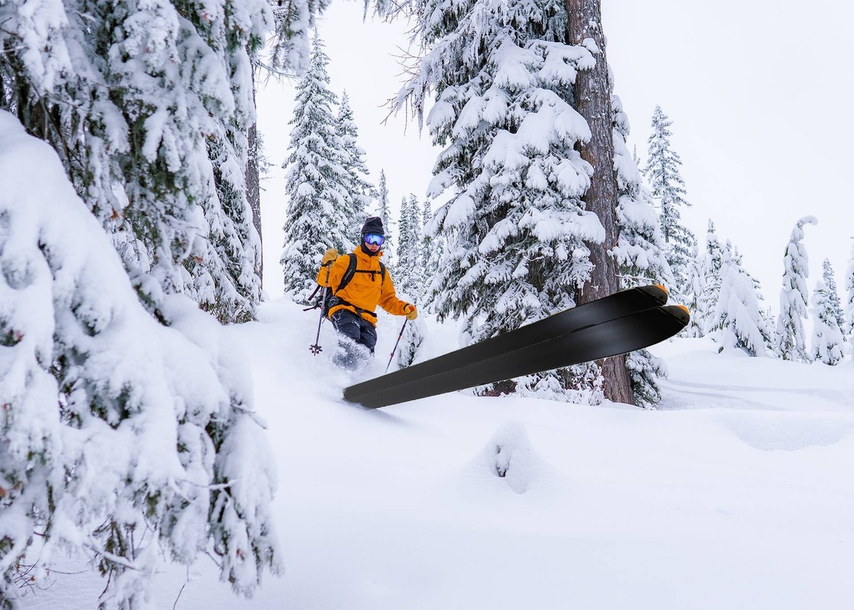  Carter Smith product testing the 2027 LongStix in an undisclosed Montana backcountry location.