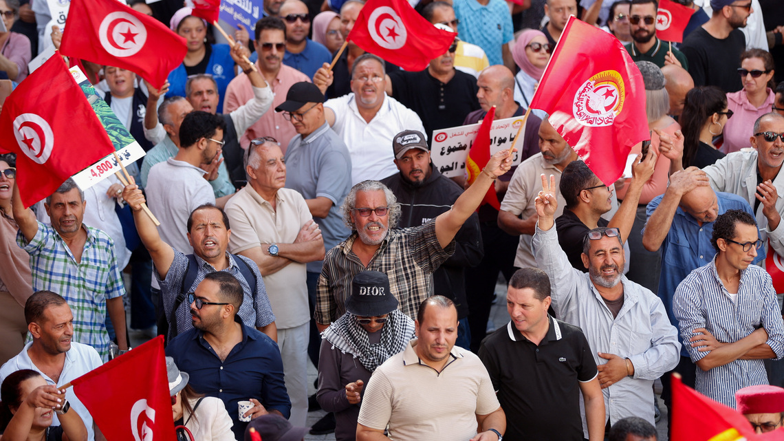 Tunisians stage biggest protest in years against President Saied 