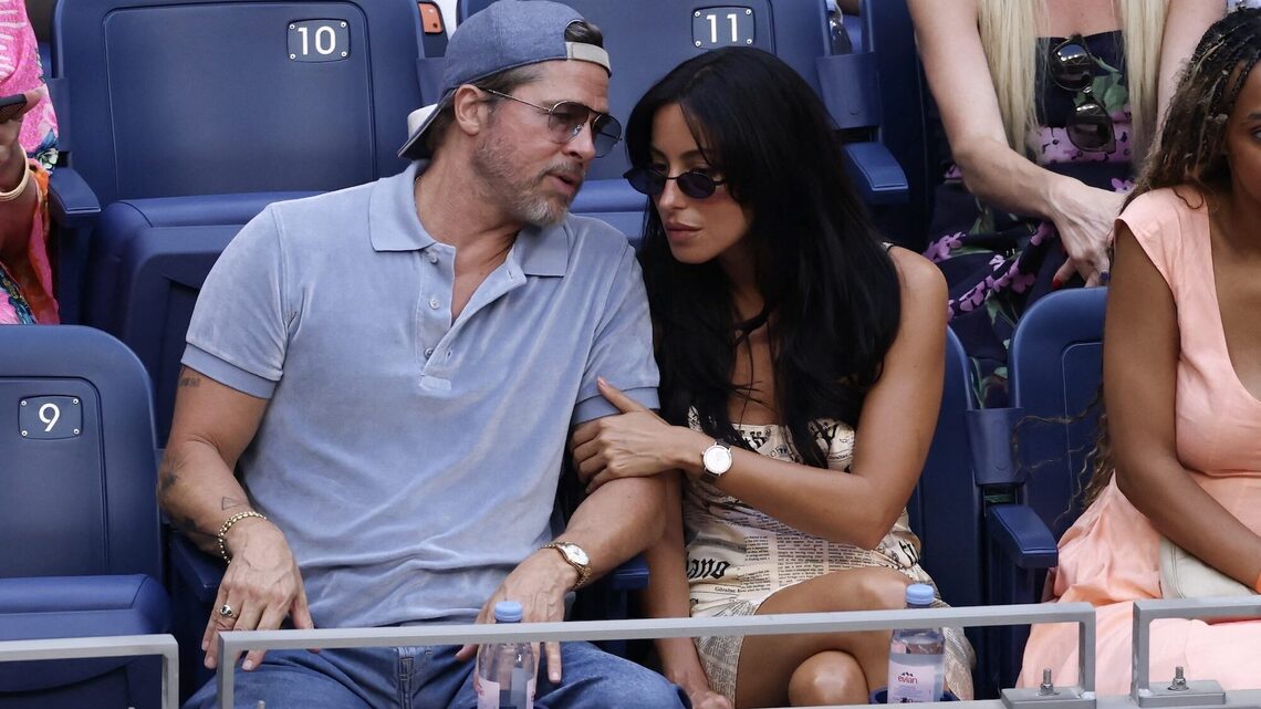 Brad Pitt Cuddles Up to Girlfriend Ines de Ramon at US Open 