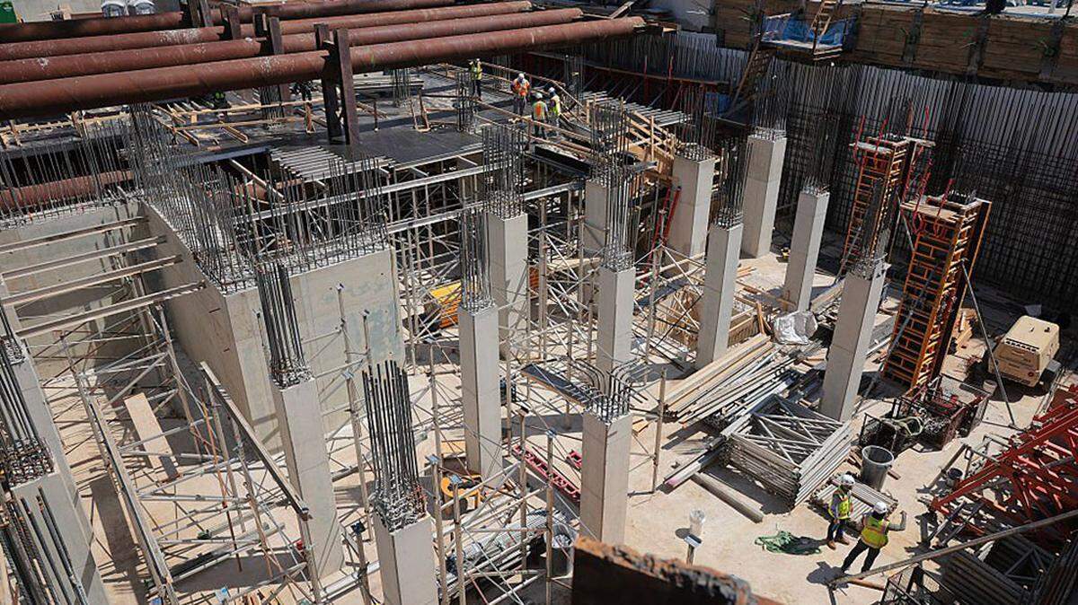 Construction continues on the lower levels of the White House ballroom in Washington on May 19. The Justice Department has again asked a federal judge to lift an injunction holding up progress on the project, saying Saturday’s shooting outside the White House showed an urgent need for improved security.