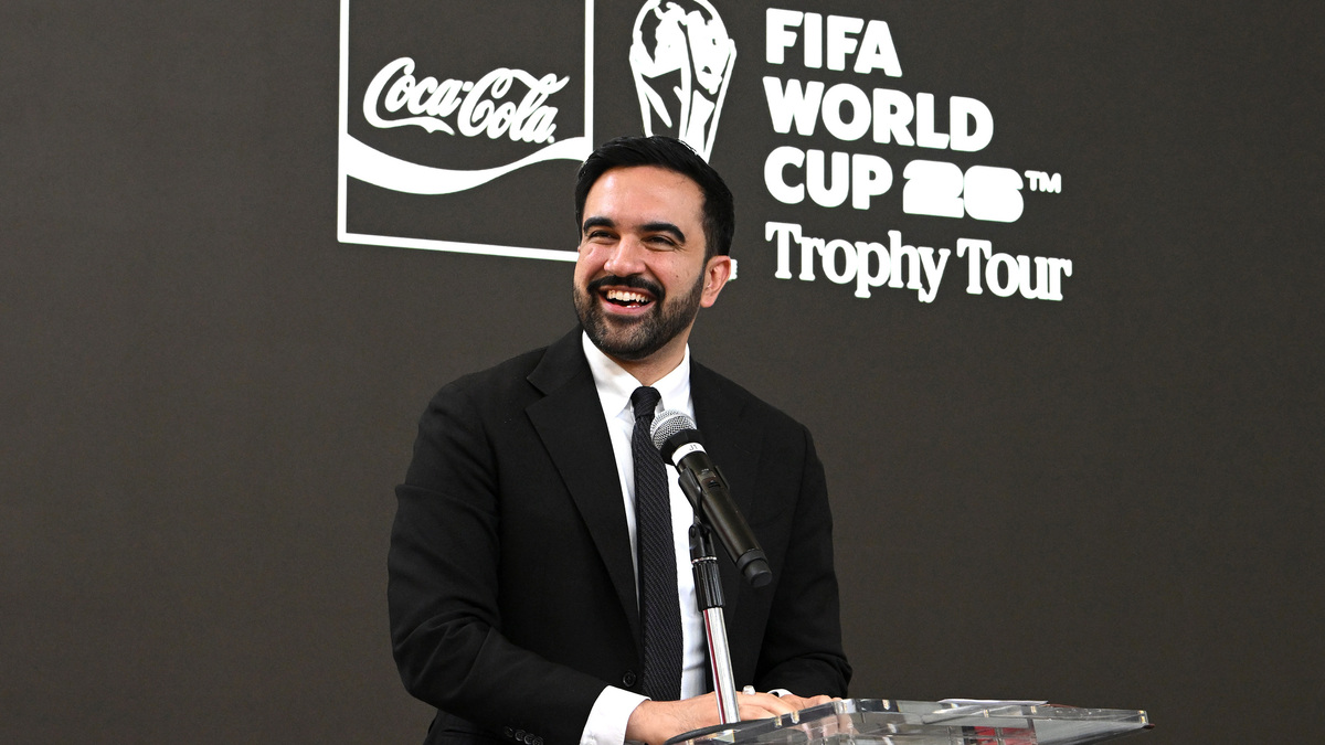 New York City Mayor Zohran Mamdani speaks during the FIFA World Cup™ Trophy Tour by Coca-Cola at American Museum of Natural History on June 2, 2026, in New York City.  (Bryan Bedder/Getty Images for The Coca Cola Company/TNS)