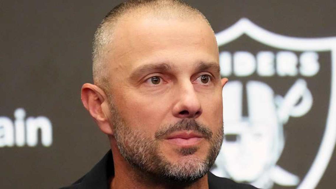  Feb 10, 2026; Henderson, NV, USA; Las Vegas Raiders general manager John Spytek at press conference at Intermountain Health Performance Center. Mandatory Credit: Kirby Lee-Imagn Images | Kirby Lee-Imagn Images 