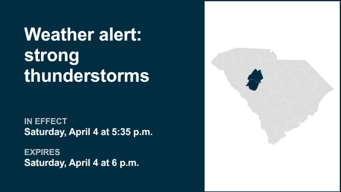 Weather alert for Newberry and Saluda counties Saturday evening, says the NWS 