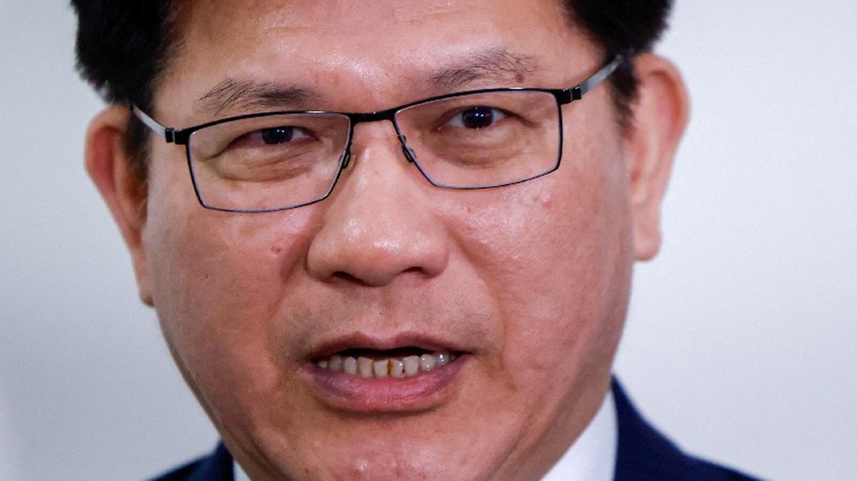 FILE PHOTO: Taiwan's Foreign Minister Lin Chia-Lung takes questions from the members of the media in Taipei, Taiwan November 20, 2025. REUTERS/Ann Wang/File Photo