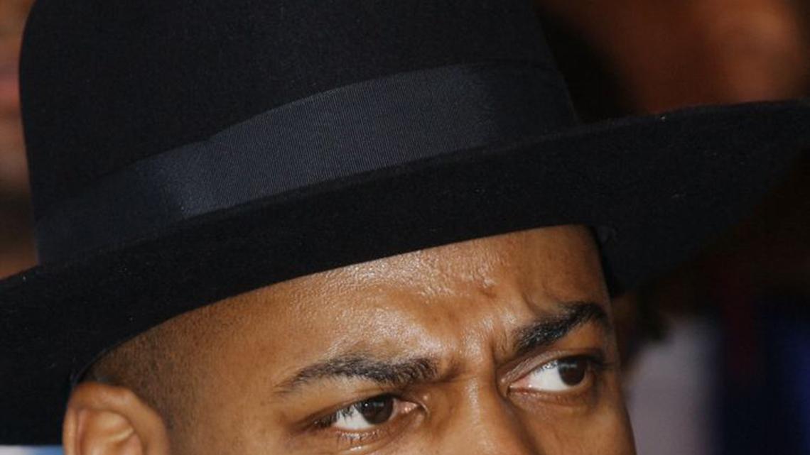 Legendary hip-hop artist Jam Master Jay of Run-DMC attends a handprint ceremony during the group's induction into the Hollywood RockWalk on Feb. 25, 2002, at the Guitar Center in Hollywood. (Vince Bucci/Getty Images/TNS)